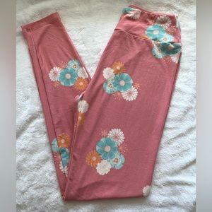 LuLaRoe pink leggings. OS